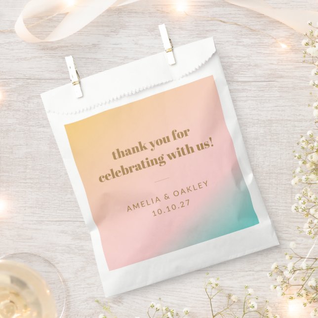 Retro Pastel Gradient Unique Wedding Custom Thanks Favor Bag (Clipped)