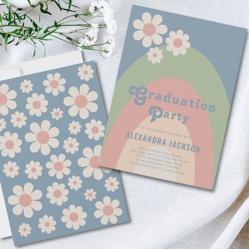 Retro Pastel Graduation Party Invitation