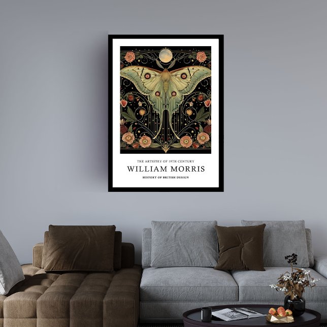 Retro Pastel green night butterfly William Morris Framed Art (Retro Pastel green night butterfly William Morris Framed Art)