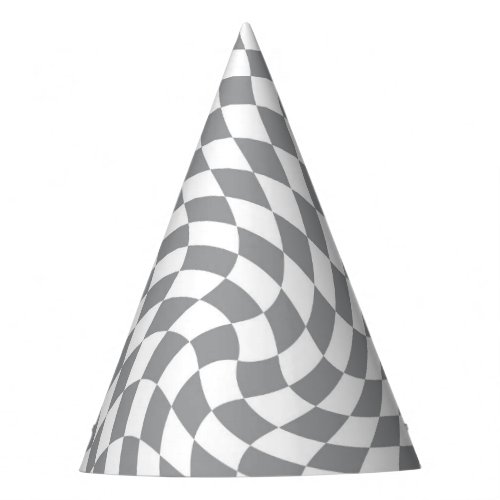 Retro Pastel Grey  White Checkered    Party Hat
