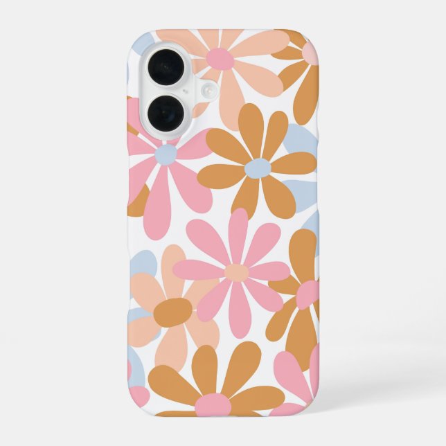 Retro Pastel Groovy Daisy Flower Pattern Iphone Case (Back)