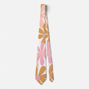 Retro Pastel Groovy Daisy Flower Pattern Neck Tie