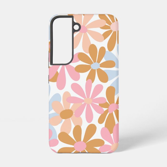 Retro Pastel Groovy Daisy Flower Pattern Samsung Galaxy Case (Back)