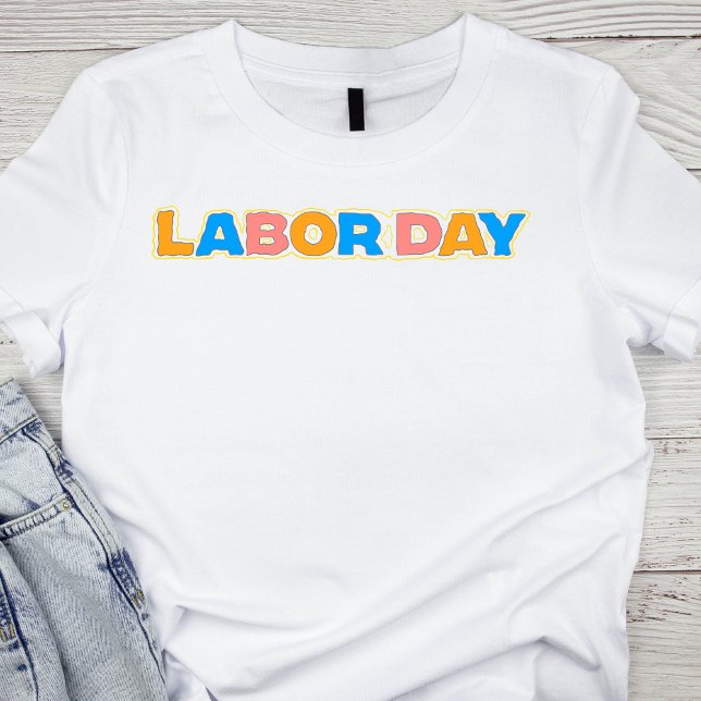 Retro Pastel Labor Day Lettering T-Shirt (Creator Uploaded)