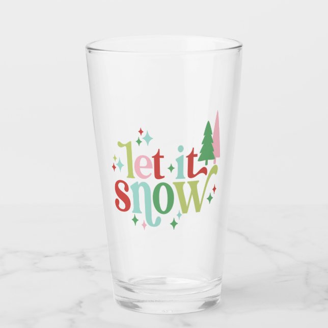 Retro Pastel Let it Snow Glass (Front)