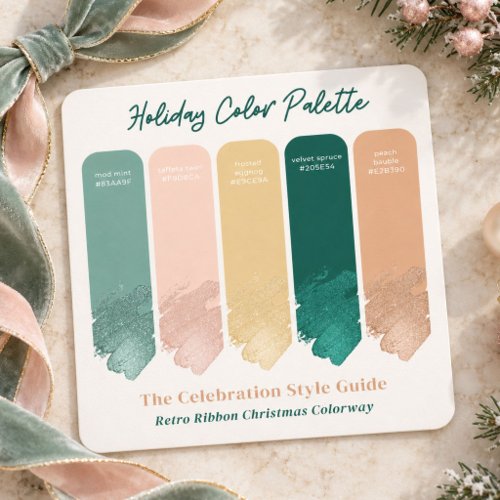 Retro Pastel Mint Christmas Color Palette Swatch Card