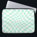 Retro Pastel Mint Green Checks Warped Checkerboard Laptop Sleeve<br><div class="desc">Perfect warped checkered design. Modern warped checkers. This nice retro psychedelic design takes you to the wonderland. Warped checks in pastel colors. Twirl and swirl,  twist checks,  checkered pattern</div>