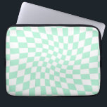 Retro Pastel Mint Green Checks Warped Checkerboard Laptop Sleeve<br><div class="desc">Perfect warped checkered design. Modern warped checkers. This nice retro psychedelic design takes you to the wonderland. Warped checks in pastel colors. Twirl and swirl,  twist checks,  checkered pattern</div>
