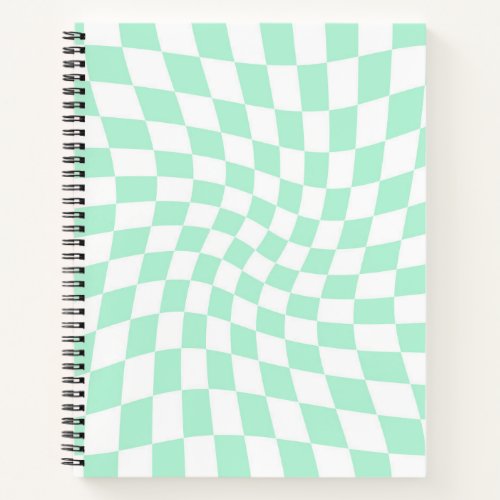 Retro Pastel Mint Green Checks Warped Checkered Notebook
