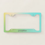 Retro Pastel Mint Green Yellow Gradient Name License Plate Frame<br><div class="desc">Retro Pastel Mint Green Yellow Gradient Name License Plate Frame</div>
