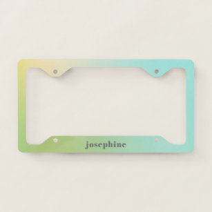 Retro Pastel Mint Green Yellow Gradient Name License Plate Frame