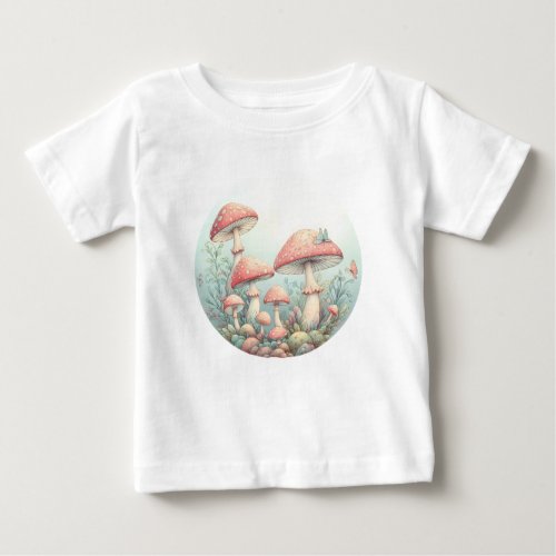 Retro pastel mushrooms design with soft colors 01 baby T_Shirt
