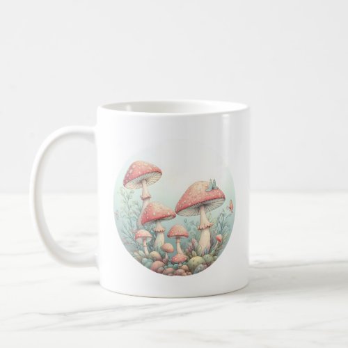 Retro pastel mushrooms design with soft colors 01 coffee mug