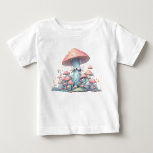 Retro pastel mushrooms design with soft colors 02 baby T_Shirt