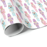 Retro Pastel Nutcracker Ballet Family Holidays Wrapping Paper<br><div class="desc">Nutcracker toy soldiers handpainted in pastel colors in watercolor by me then scanned into digital form and arranged into a repeating pattern.</div>