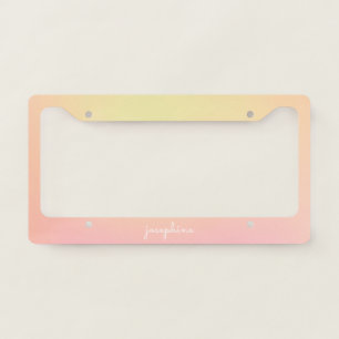 Retro Pastel Peach Pink Girly Gradient Name License Plate Frame