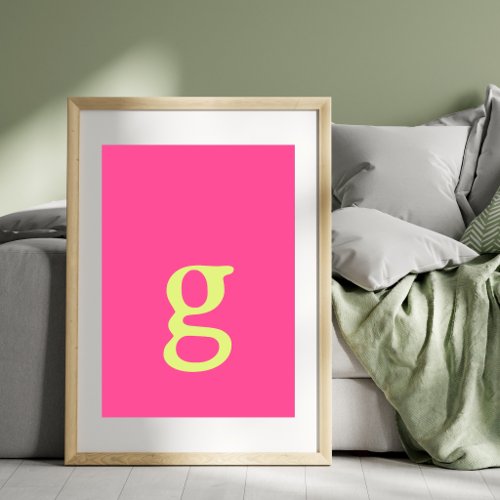 Retro Pastel Pink and Blue Cool Monogram Initial  Poster