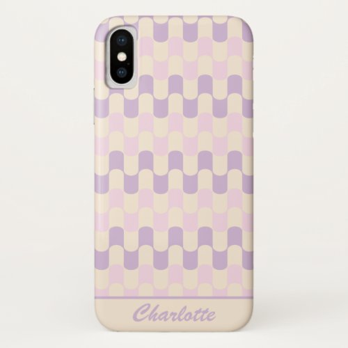 Retro Pastel Pink and Purple Pattern Personalized iPhone X Case