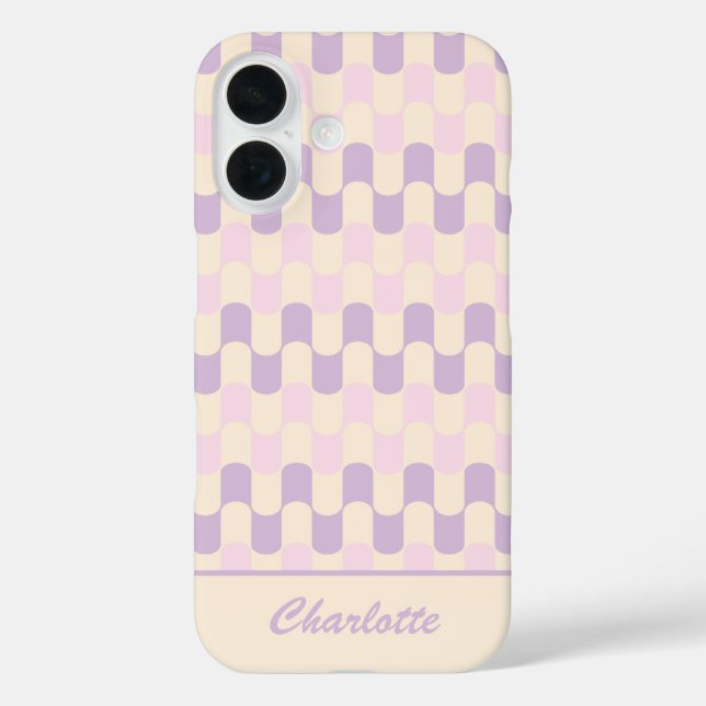Retro Pastel Pink and Purple Pattern Personalized Case-Mate iPhone Case (Back)