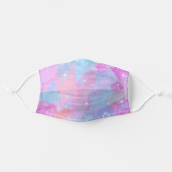 Retro Pastel Pink Blue Clouds Stars Adult Cloth Face Mask by TheSillyHippy at Zazzle