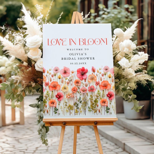 Retro Pastel Pink Boho Wildflower Bridal Shower Foam Board (Creator Uploaded)