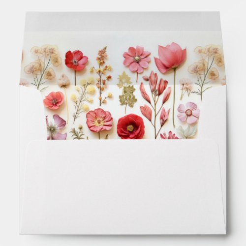 Retro Pastel Pink Boho Wildflower Wedding Envelope