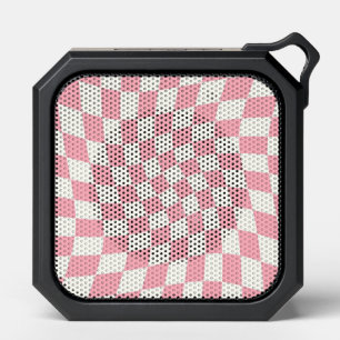 Retro Pastel Pink Checked Warped Checkered  Bluetooth Speaker