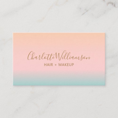Retro Pastel Pink Gradient Chic Elegant Monogram  Business Card