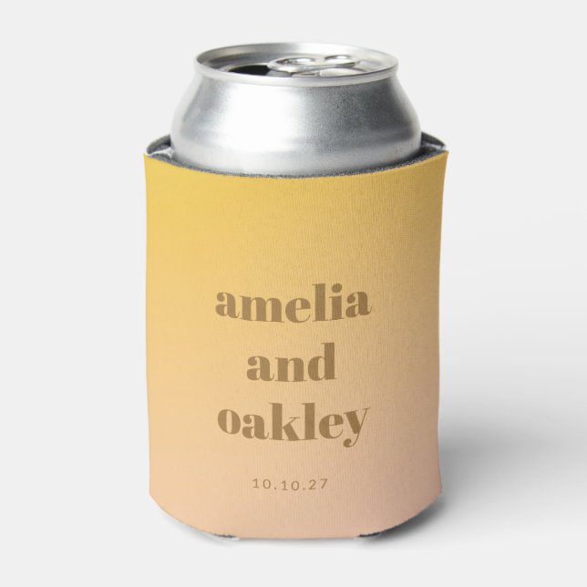 Retro Pastel Pink Gradient Unique Wedding Custom Can Cooler (Can Front)