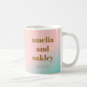 Retro Pastel Pink Gradient Unique Wedding Custom Coffee Mug