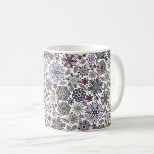 Retro Pastel Pink Purple Floral Seamless Pattern Coffee Mug