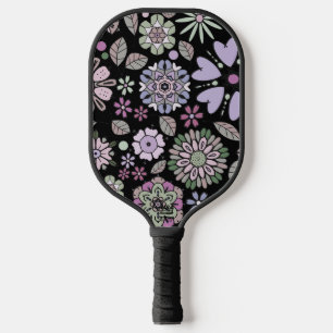 Retro Pastel Pink Purple Floral Seamless Pattern Pickleball Paddle