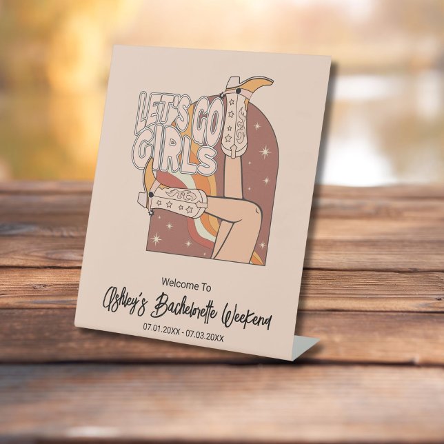 Retro Pastel Pink Rodeo Bachelorette Backdrop Sign (Creator Uploaded)