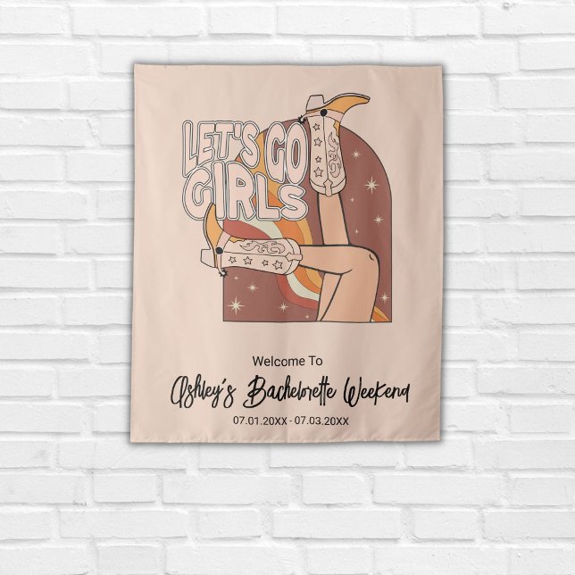 Retro Pastel Pink Rodeo Bachelorette Backdrop Sign (Creator Uploaded)