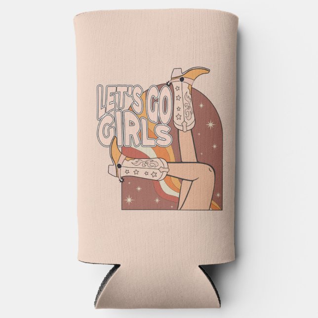 Retro Pastel Pink Rodeo Bachelorette Bride  Seltzer Can Cooler (Front)