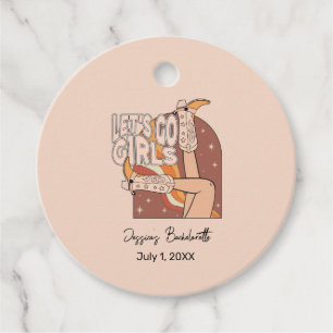 Retro Pastel Pink Rodeo Bachelorette Party Favor Tags