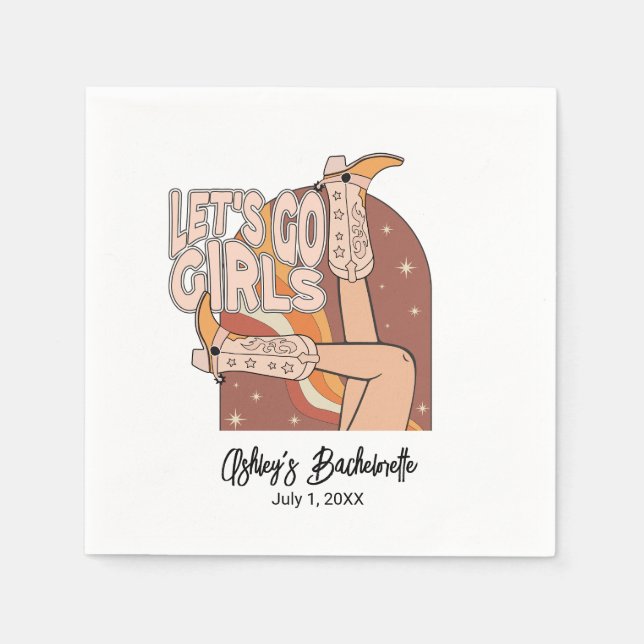 Retro Pastel Pink Rodeo Bachelorette Party  Napkins (Front)