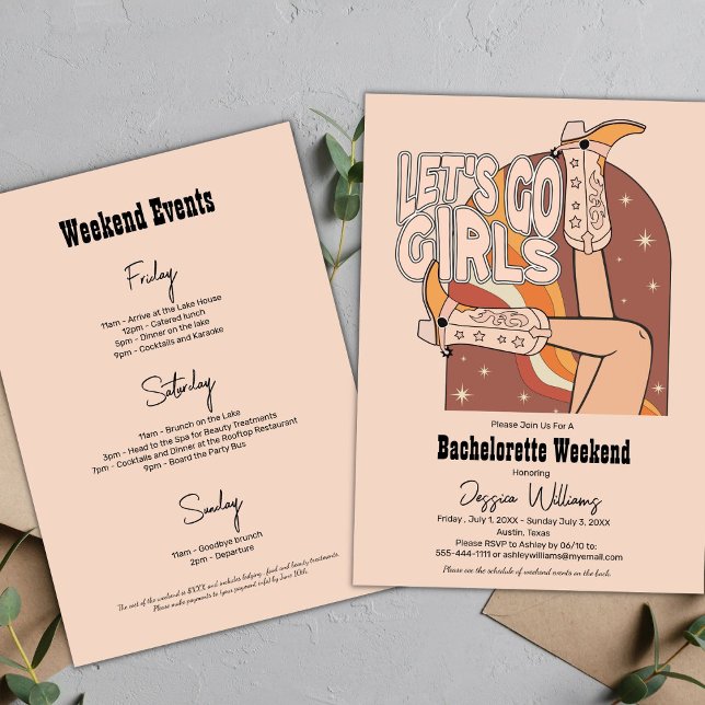 Retro Pastel Pink Rodeo Bachelorette Weekend Invitation (Creator Uploaded)