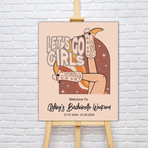 Retro Pastel Pink Rodeo Bachelorette Welcome Sign