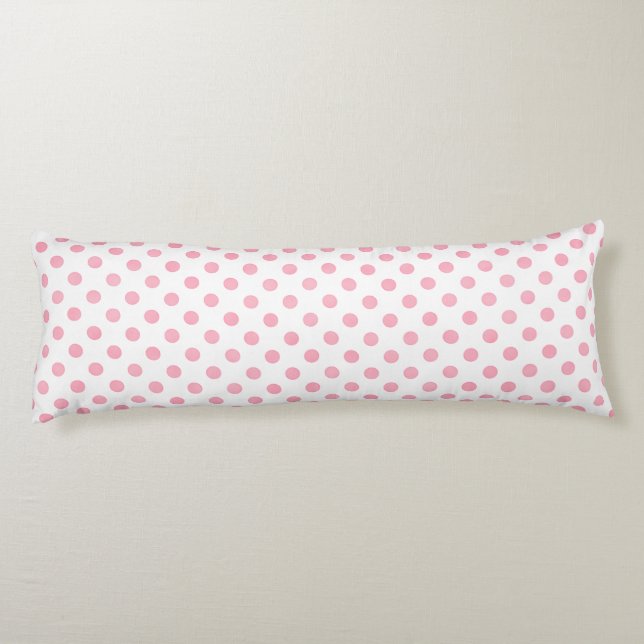 Retro pastel pink white polka dots pattern body pillow (Back)