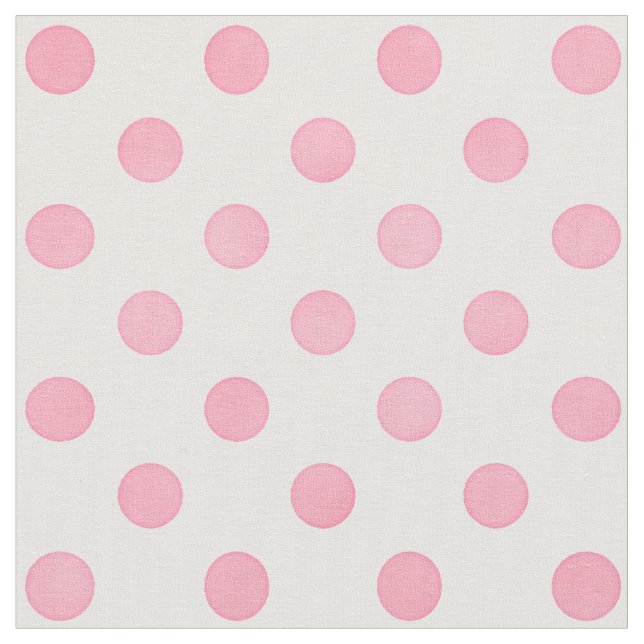 Retro pastel pink white polka dots pattern fabric (Close Up)