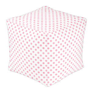 Retro pastel pink white polka dots pattern pouf