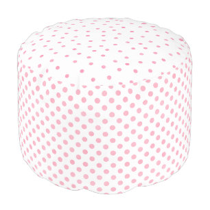 Retro pastel pink white polka dots pattern pouf