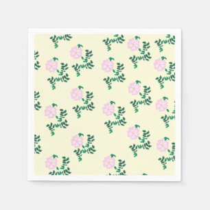 Retro Pastel Pink Wild Rose Flower Pattern   Napkins