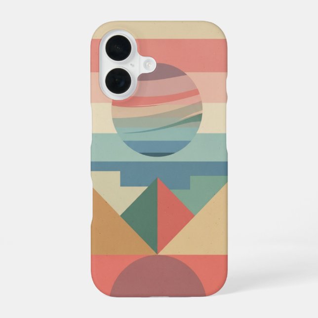 Retro Pastel Planet on Blocks iPhone Case (Back)