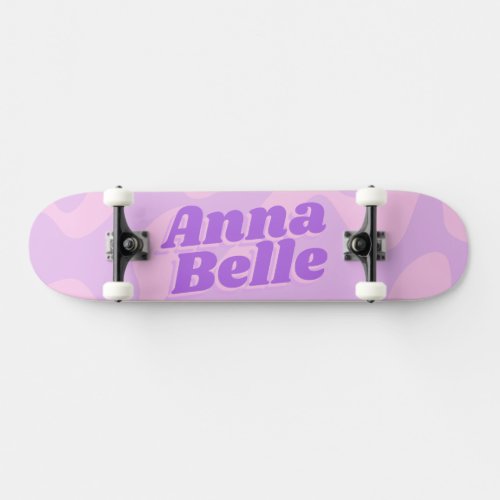 Retro Pastel Purple Groovy Modern Typography Skateboard