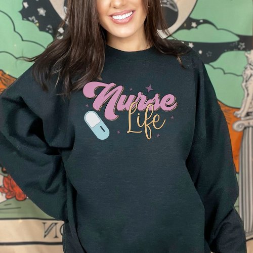 Retro Pastel Purple Nurse Life Sweatshirt