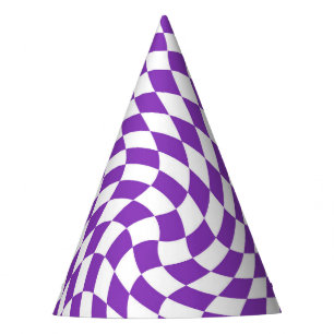 Retro Pastel Purple & White Checkered Party Hat