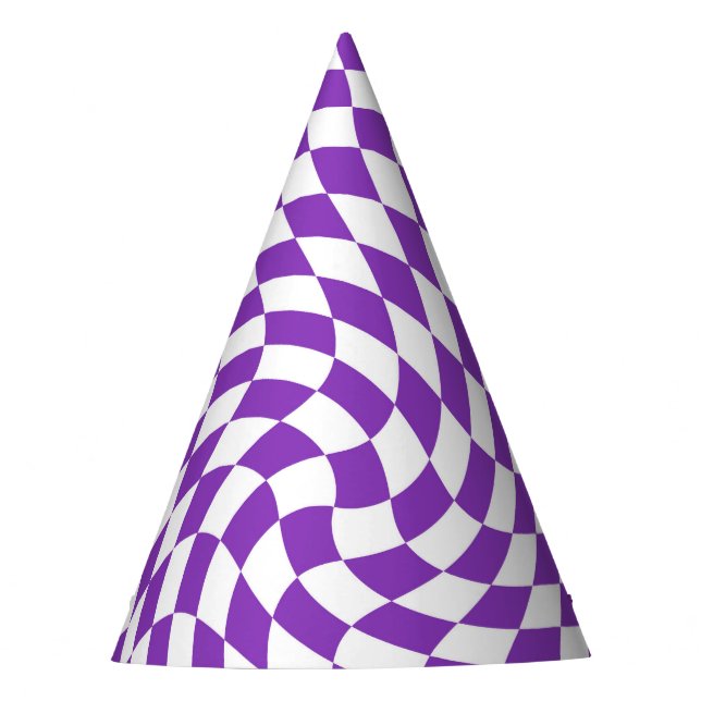 Retro Pastel Purple & White Checkered    Party Hat (Front)