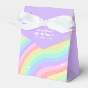 Retro Pastel Rainbow 6th Birthday Party Favor Boxes